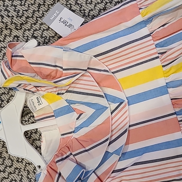 NWT Carter's Summer Long Stripe Dress with Layered Collar Size 24M - Picture 2 of 4